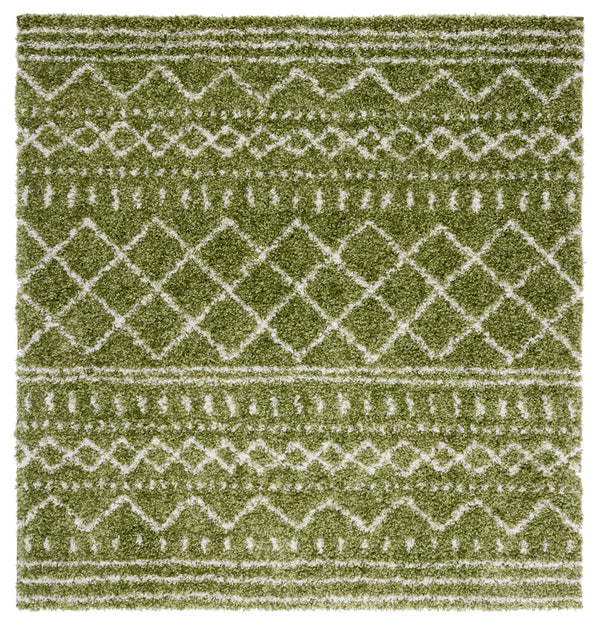 Safavieh Arizona Shag Area Rug - Elegant Geometric Design In Ivory And Beige For Cozy Home Decor Solutions Green ,Ivory 70% Polypropylene  22% Jute  8% Polyester Asg741x-3sq