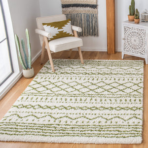 Safavieh Arizona Plush Shag Rug In Ivory And Green — Flokati Texture, 1.625" Pile, Power-Loomed Durability 6'-0" x 8'-0" ASG741Y-68