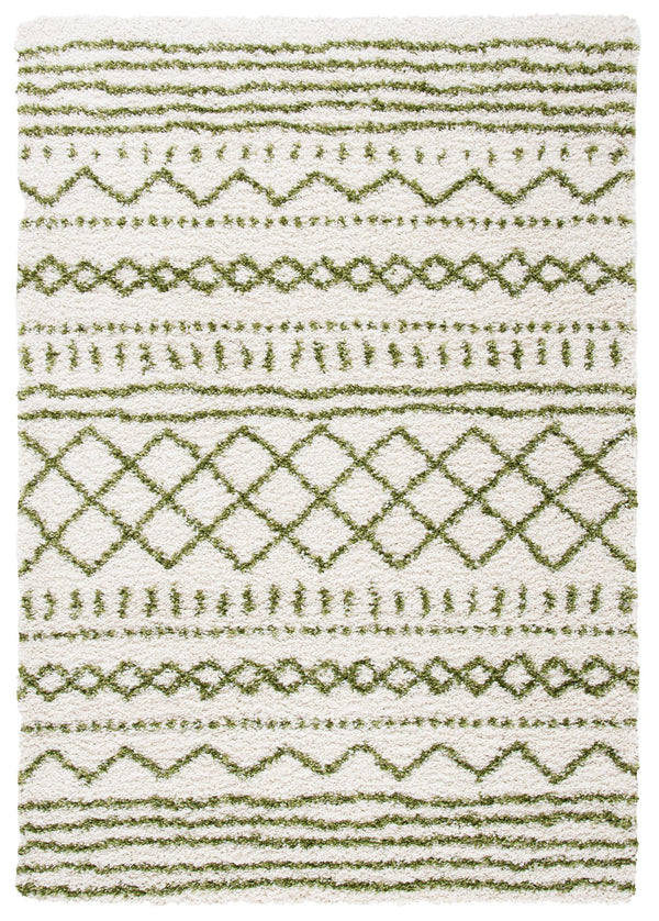 Safavieh Arizona Shag Area Rug - Elegant Geometric Design In Ivory And Beige For Cozy Home Decor Solutions Ivory ,Green 70% Polypropylene  22% Jute  8% Polyester Asg741y-5r