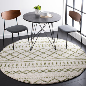 Safavieh Arizona Shag Area Rug - Elegant Geometric Design In Ivory And Beige For Cozy Home Decor Solutions Ivory ,Green 70% Polypropylene  22% Jute  8% Polyester Asg741y-5r