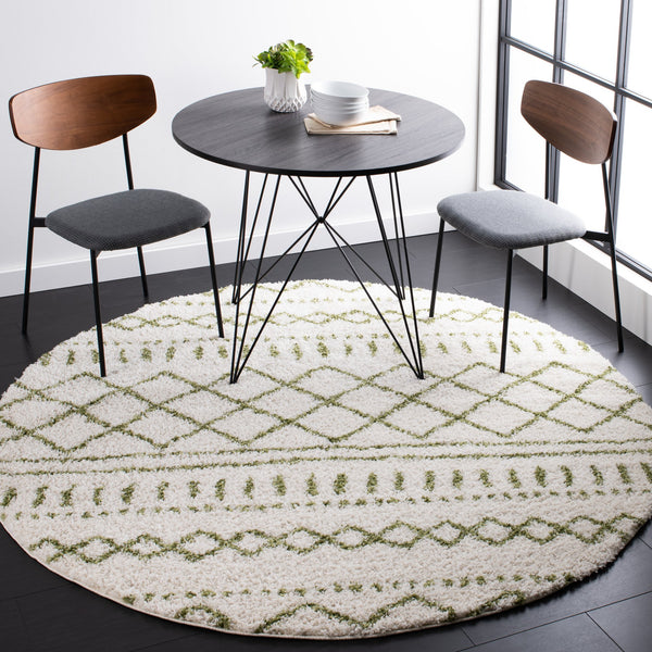 Safavieh Arizona Plush Shag Rug In Ivory And Green — Flokati Texture, 1.625" Pile, Power-Loomed Durability 6'-0" x 8'-0" ASG741Y-68