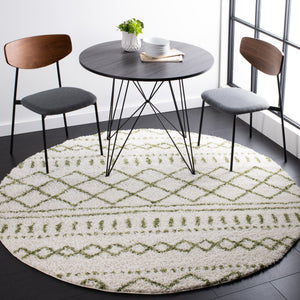 Safavieh Arizona Shag Runner Ivory Green Geometric Boho Hallway Rug — Plush 1.6" Pile, Durable Power‑Loomed 2'-6" x 14'-0" ASG741Y-214