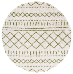 Safavieh Arizona Shag Area Rug - Elegant Geometric Design In Ivory And Beige For Cozy Home Decor Solutions Ivory ,Green 70% Polypropylene  22% Jute  8% Polyester Asg741y-5r