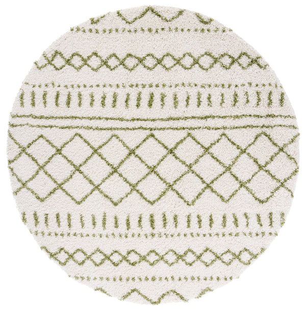 Safavieh Arizona Shag Area Rug - Elegant Geometric Design In Ivory And Beige For Cozy Home Decor Solutions Ivory ,Green 70% Polypropylene  22% Jute  8% Polyester Asg741y-5r