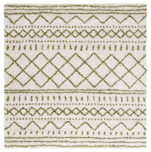 Safavieh Arizona Shag Area Rug - Elegant Geometric Design In Ivory And Beige For Cozy Home Decor Solutions Ivory ,Green 70% Polypropylene  22% Jute  8% Polyester Asg741y-5r