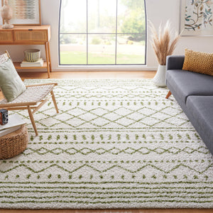 Safavieh Arizona Plush Shag Rug In Ivory And Green — Flokati Texture, 1.625" Pile, Power-Loomed Durability 6'-0" x 8'-0" ASG741Y-68