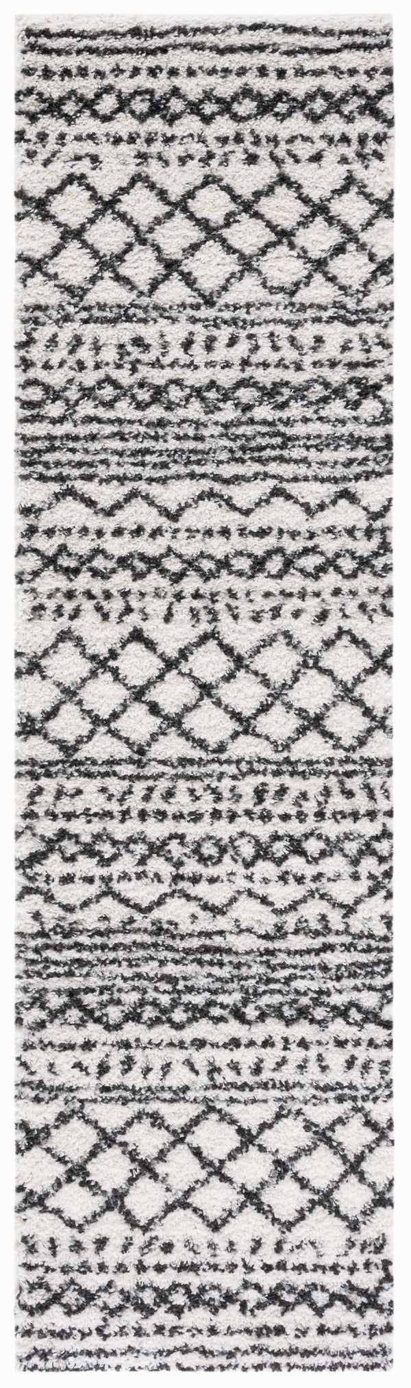 Safavieh Arizona Plush Oval Shag Rug 6X8 Ft Ivory & Black — 1.625" Pile, Power-Loomed Turkey, Stain-Resistant Blend ASG741Z-68OV