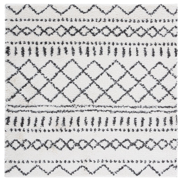 Safavieh Arizona Shag Area Rug - Elegant Geometric Design In Ivory And Beige For Cozy Home Decor Solutions Ivory ,Black 70% Polypropylene  22% Jute  8% Polyester Asg741z-220