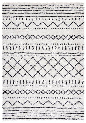 Safavieh Arizona Shag Area Rug - Elegant Geometric Design In Ivory And Beige For Cozy Home Decor Solutions Ivory ,Black 70% Polypropylene  22% Jute  8% Polyester Asg741z-220