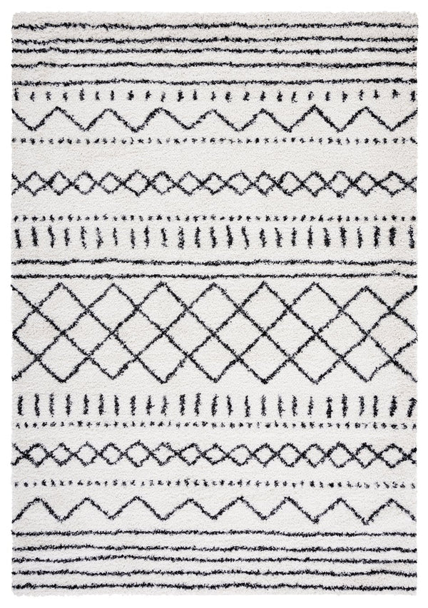 Safavieh Arizona Shag Area Rug - Elegant Geometric Design In Ivory And Beige For Cozy Home Decor Solutions Ivory ,Black 70% Polypropylene  22% Jute  8% Polyester Asg741z-220