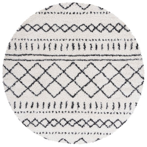 Safavieh Arizona Plush Oval Shag Rug 6X8 Ft Ivory & Black — 1.625" Pile, Power-Loomed Turkey, Stain-Resistant Blend ASG741Z-68OV