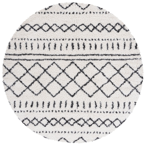 Safavieh Arizona Plush Oval Shag Rug 6X8 Ft Ivory & Black — 1.625" Pile, Power-Loomed Turkey, Stain-Resistant Blend ASG741Z-68OV