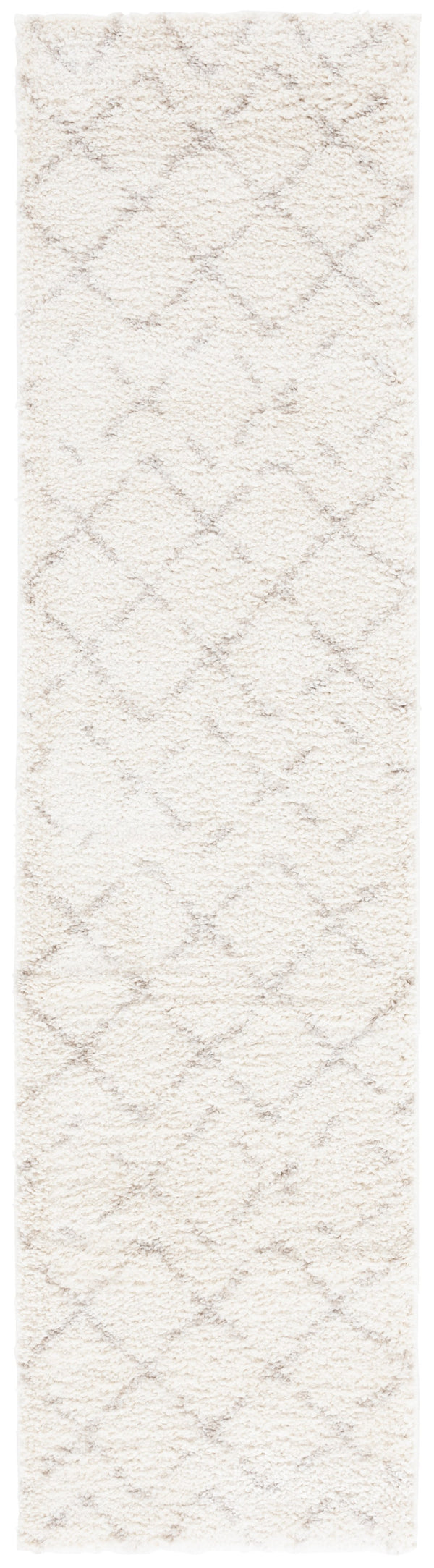 Safavieh Arizona Plush Shag Area Rug Ivory Beige Diamond Lattice — Power-Loomed Turkey, Soft 1.625" Pile 6'-0" x 8'-0" ASG743A-68