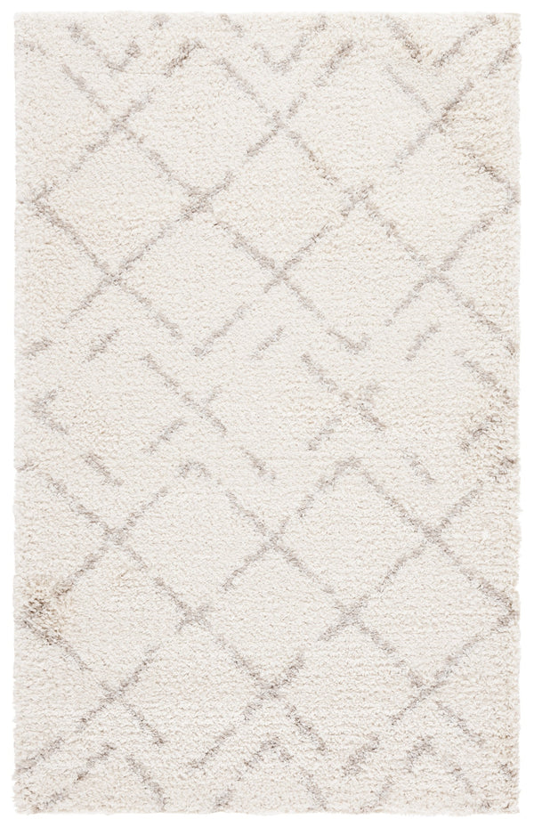 Safavieh Arizona Plush Shag Area Rug Ivory Beige Diamond Lattice — Power-Loomed Turkey, Soft 1.625" Pile 6'-0" x 8'-0" ASG743A-68
