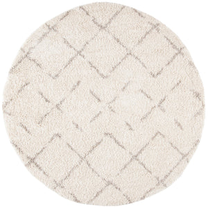 Safavieh Arizona Plush Shag Area Rug Ivory Beige Diamond Lattice — Power-Loomed Turkey, Soft 1.625" Pile 6'-0" x 8'-0" ASG743A-68