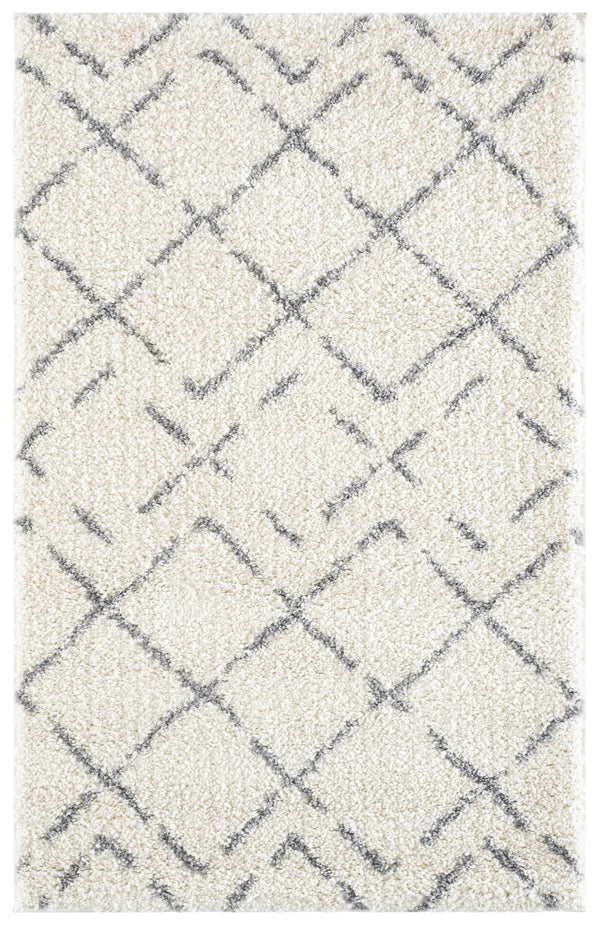 Safavieh Arizona Luxurious Round Shag Rug In Ivory & Grey — Plush 1.625" Pile, Power-Loomed Turkish Craftsmanship 6'-7" x 6'-7" ASG743F-7R