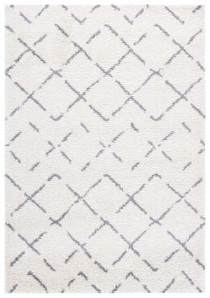 Safavieh Arizona Luxurious Round Shag Rug In Ivory & Grey — Plush 1.625" Pile, Power-Loomed Turkish Craftsmanship 6'-7" x 6'-7" ASG743F-7R
