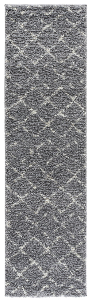Safavieh Arizona Luxurious Shag Runner Dark Grey & Ivory — Plush 1.625" High-Loft Pile, Durable Power-Loomed Carpet 2'-3" x 8'-0" ASG743G-28