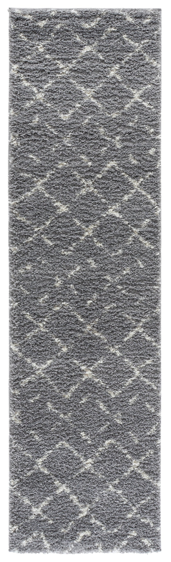 Safavieh Arizona Luxurious Shag Runner Dark Grey & Ivory — Plush 1.625" High-Loft Pile, Durable Power-Loomed Carpet 2'-3" x 8'-0" ASG743G-28