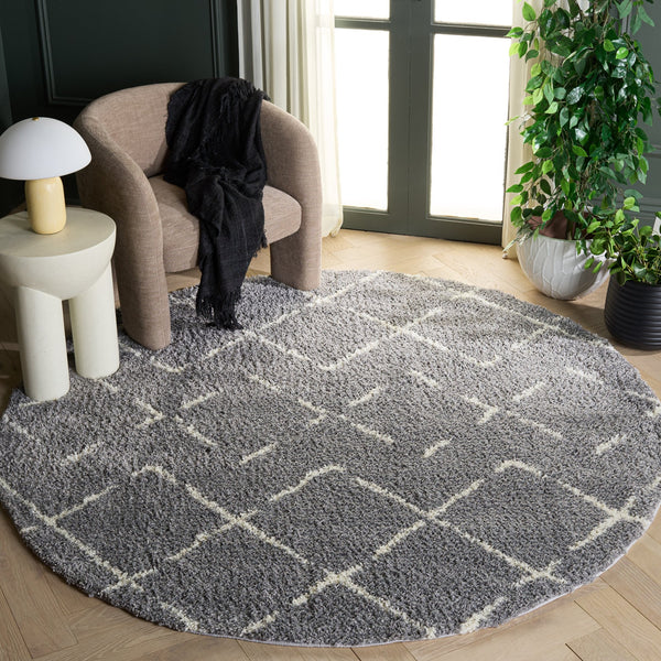 Safavieh Arizona Luxurious Shag Runner Dark Grey & Ivory — Plush 1.625" High-Loft Pile, Durable Power-Loomed Carpet 2'-3" x 8'-0" ASG743G-28