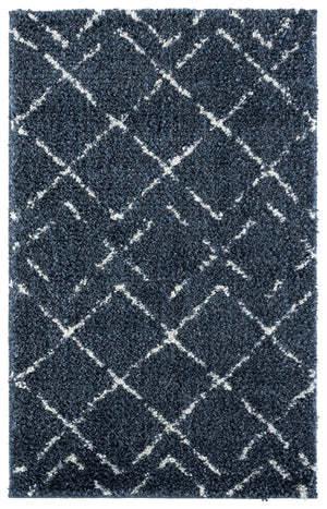 Safavieh Arizona Plush Shag Slate Blue & Ivory Area Rug — High-Pile Flokati Comfort, Durable Power-Loomed Craftsmanship 3'-2" x 5'-0" ASG743L-3