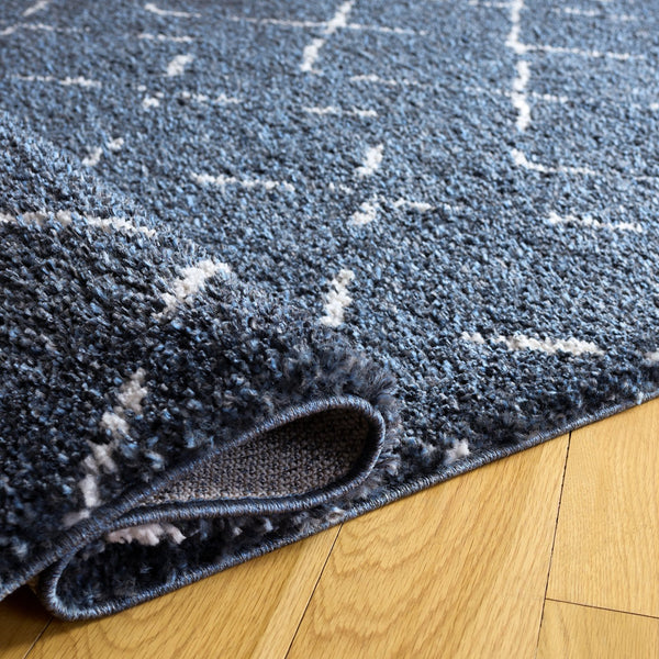 Safavieh Arizona Plush Shag Flokati Rug In Slate Blue & Ivory — Deep Pile, Durable Power-Loomed Comfort For Rooms 6'-7" x 6'-7" ASG743L-7SQ