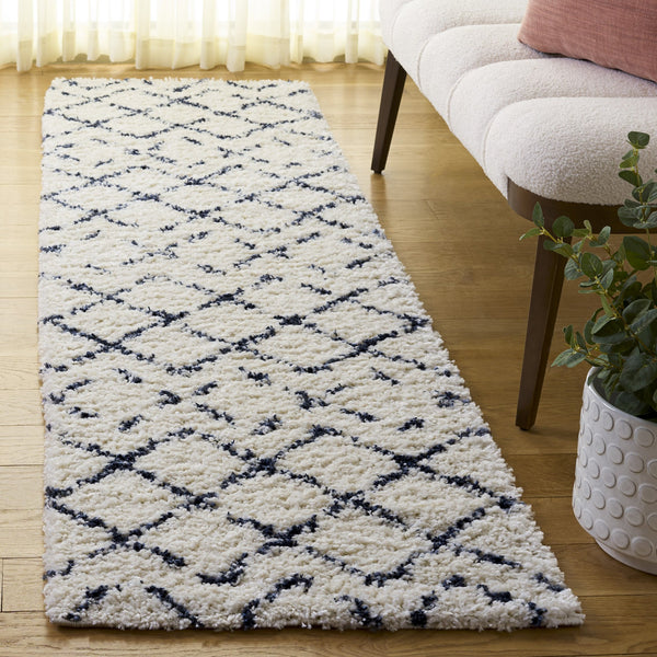 Safavieh Arizona Plush Shag Rug In Ivory & Slate — Luxurious 1.625" Pile, Power-Loomed Turkey, Cozy Accent Rug 3'-2" x 5'-0" ASG743M-3