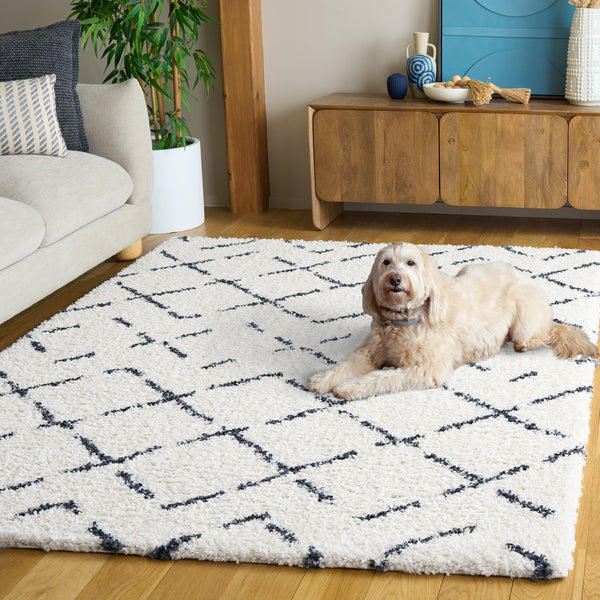 Safavieh Arizona Luxurious Shag Flokati Rug In Ivory And Slate — Deep Pile, Power‑Loomed Turkish Comfort And Texture 6'-7" x 6'-7" ASG743M-7SQ