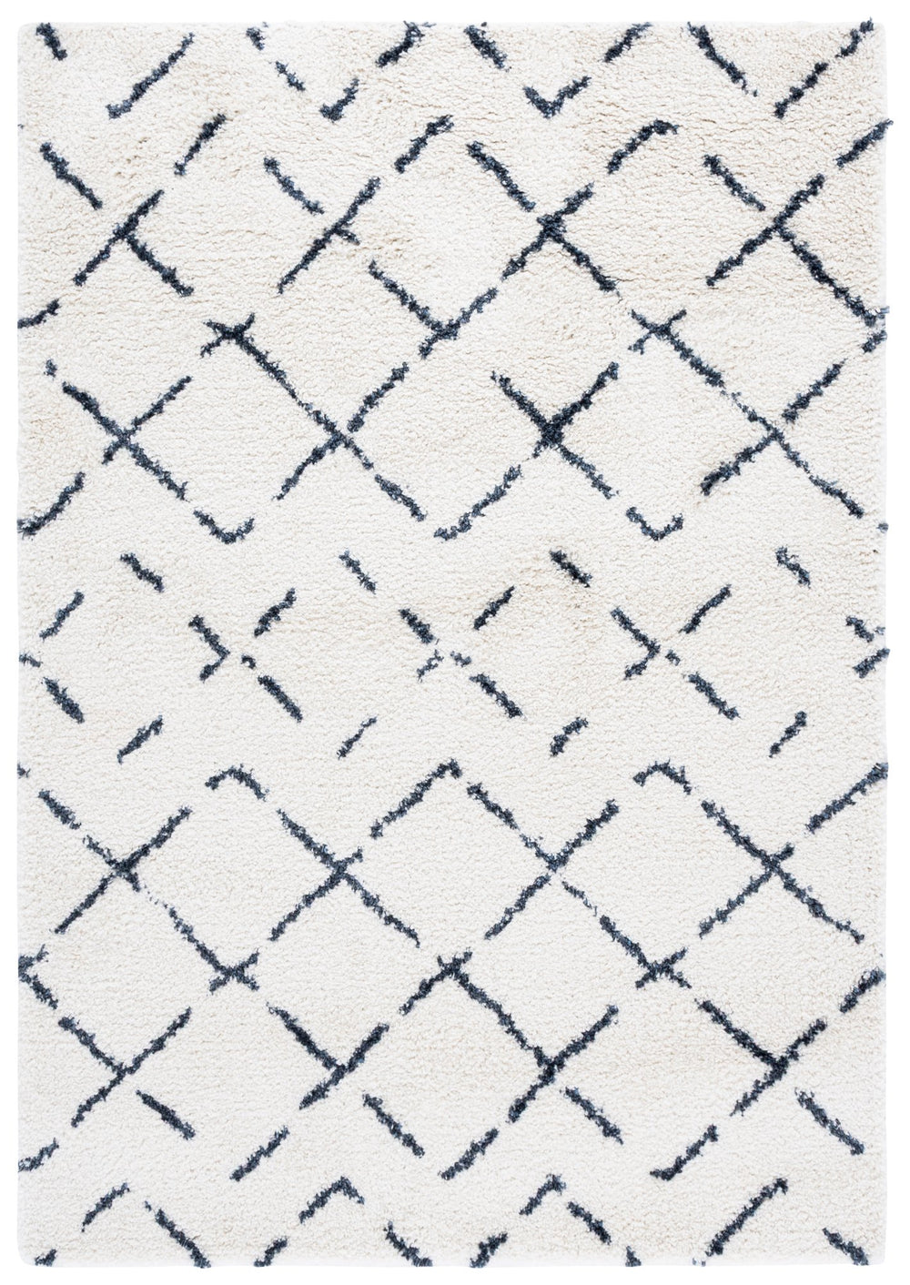 Safavieh Arizona Cozy Ivory & Slate Shag Runner With Flokati Pile — Soft, Durable, Minimalist Hallway Accent 2'-3" x 8'-0" ASG743M-28