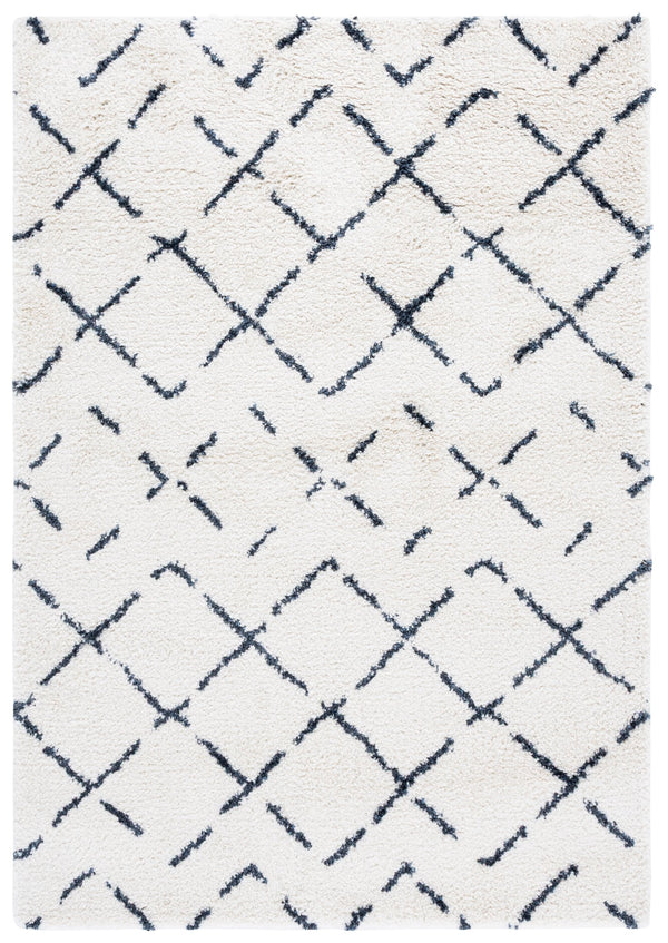 Safavieh Arizona Plush Shag Rug Ivory And Slate — Power-Loomed Turkey, Flokati Texture, Durable Chic Accent 6'-7" x 9'-2" ASG743M-7