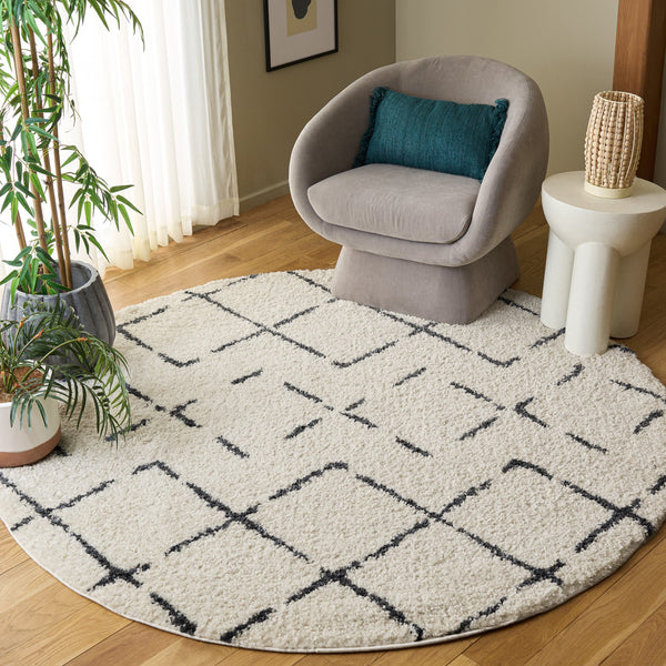 Safavieh Arizona Plush Shag Rug In Ivory & Slate — Luxurious 1.625" Pile, Power-Loomed Turkey, Cozy Accent Rug 3'-2" x 5'-0" ASG743M-3