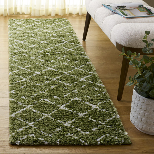 Safavieh Arizona Plush Shag Flokati Rug In Soothing Green & Ivory Tones, High-Pile Luxury For Cozy Spaces 3'-2" x 5'-0" ASG743X-3