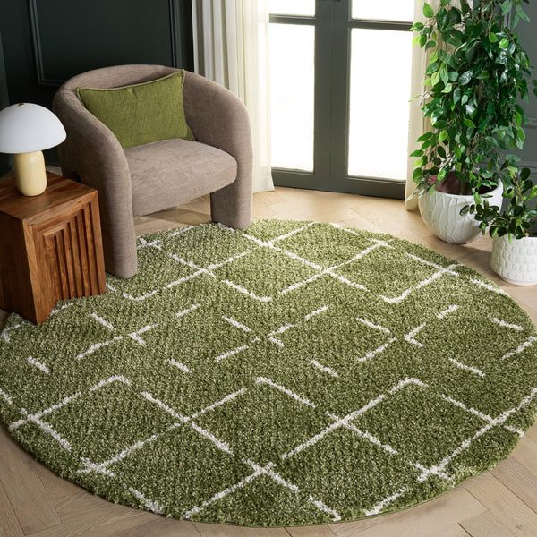 Safavieh Arizona Plush Shag Flokati Rug In Soothing Green & Ivory Tones, High-Pile Luxury For Cozy Spaces 3'-2" x 5'-0" ASG743X-3