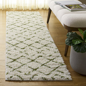 Safavieh Arizona Plush Shag Flokati Rug In Ivory And Green — Deep 1.625" Pile, Turkish Power-Loomed Comfort 6'-7" x 6'-7" ASG743Y-7SQ