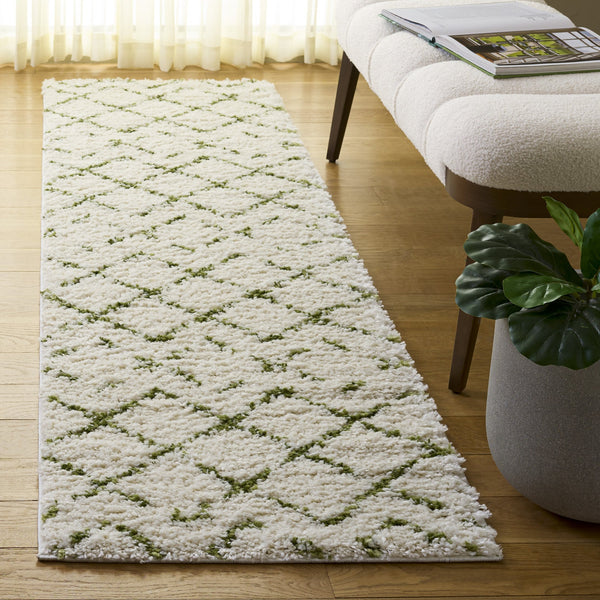Safavieh Arizona Plush Shag Flokati Rug In Ivory And Green — Deep 1.625" Pile, Turkish Power-Loomed Comfort 6'-7" x 6'-7" ASG743Y-7SQ