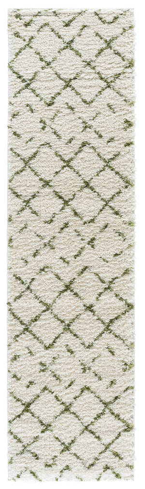 Safavieh Arizona Plush Shag Flokati Rug In Ivory And Green — Deep 1.625" Pile, Turkish Power-Loomed Comfort 6'-7" x 6'-7" ASG743Y-7SQ