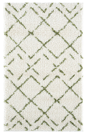 Safavieh Arizona Plush Shag Flokati Rug In Ivory And Green — Deep 1.625" Pile, Turkish Power-Loomed Comfort 6'-7" x 6'-7" ASG743Y-7SQ
