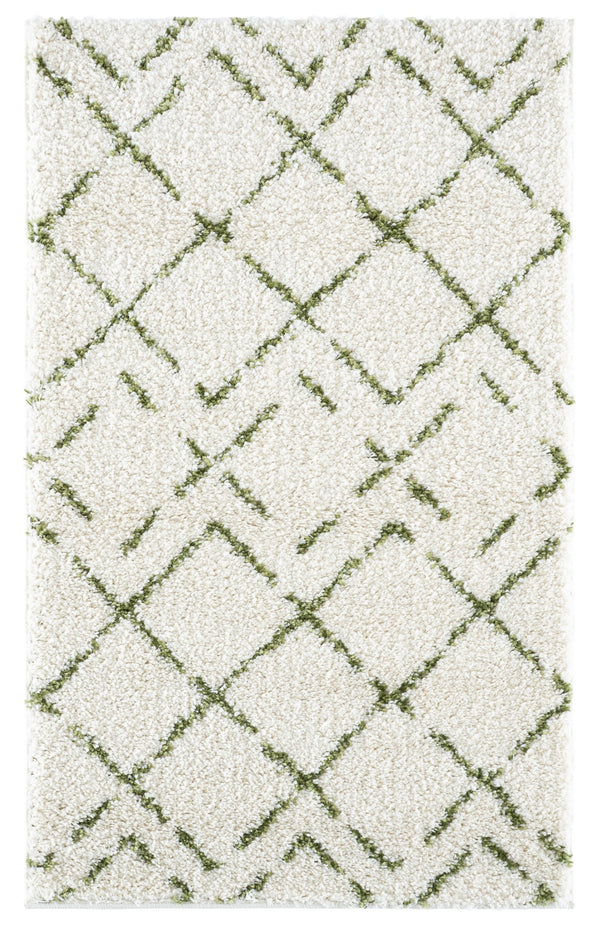 Safavieh Arizona Plush Shag Flokati Rug In Ivory And Green — Deep 1.625" Pile, Turkish Power-Loomed Comfort 6'-7" x 6'-7" ASG743Y-7SQ