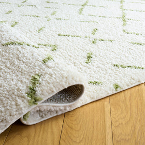Safavieh Arizona Plush Shag Flokati Rug In Ivory And Green — Deep 1.625" Pile, Turkish Power-Loomed Comfort 6'-7" x 6'-7" ASG743Y-7SQ