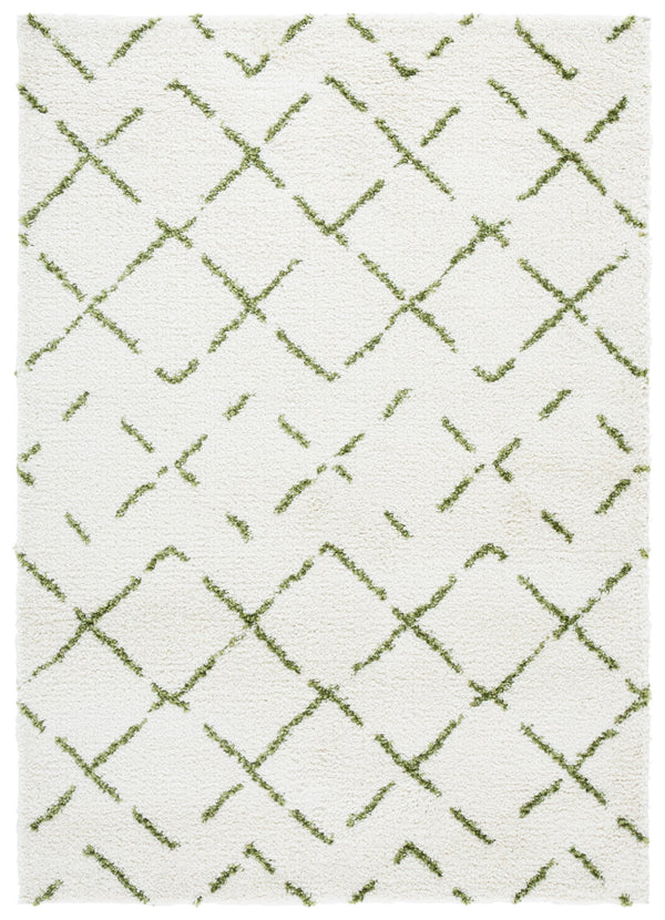 Safavieh Arizona Plush Shag Flokati Rug In Ivory And Green — Deep 1.625" Pile, Turkish Power-Loomed Comfort 6'-7" x 6'-7" ASG743Y-7SQ
