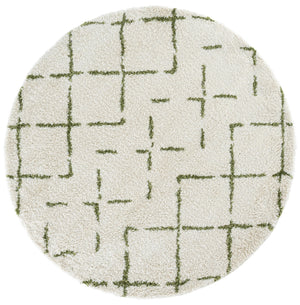 Safavieh Arizona Plush Shag Flokati Rug In Ivory And Green — Deep 1.625" Pile, Turkish Power-Loomed Comfort 6'-7" x 6'-7" ASG743Y-7SQ