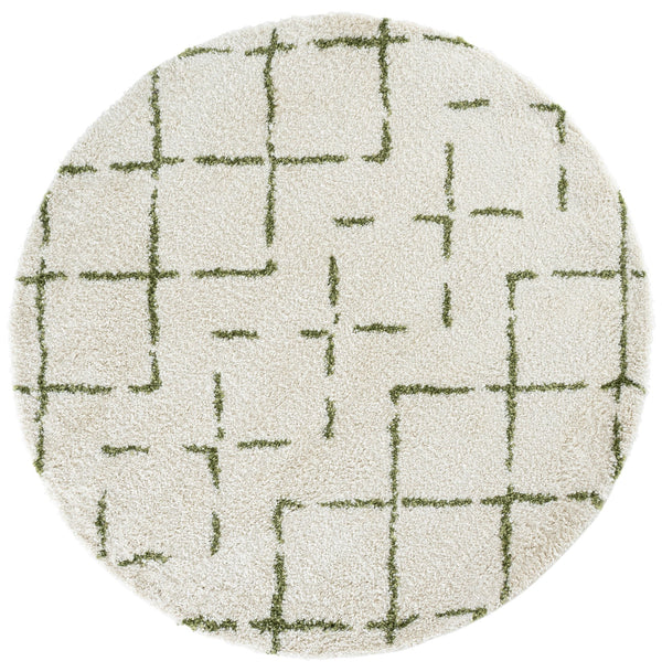 Safavieh Arizona Plush Shag Flokati Rug In Ivory And Green — Deep 1.625" Pile, Turkish Power-Loomed Comfort 6'-7" x 6'-7" ASG743Y-7SQ