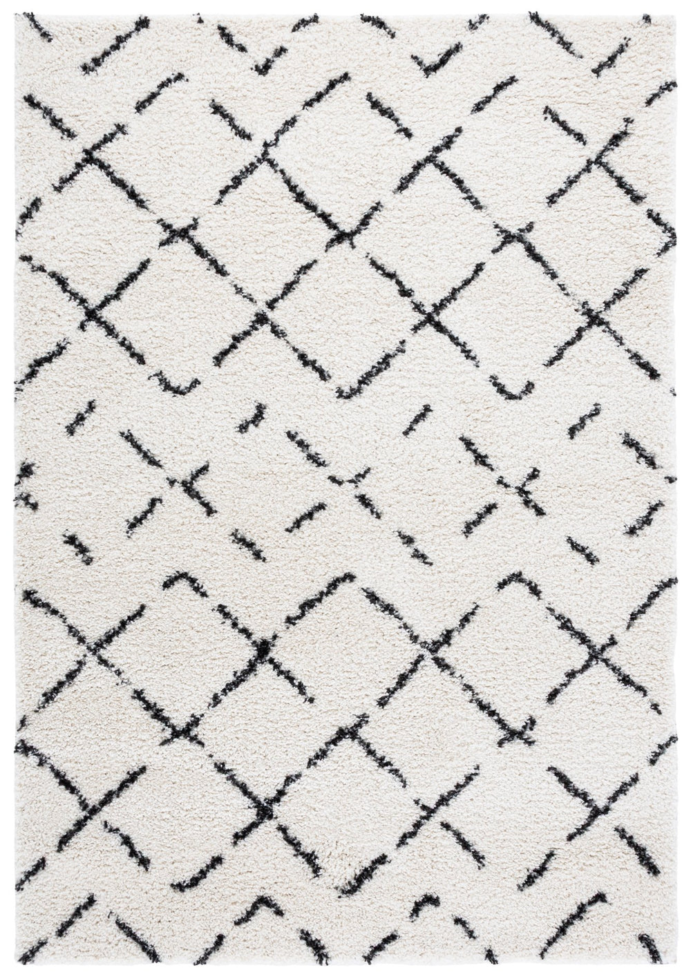 Safavieh Arizona Round Shag Rug Ivory & Black — Plush Flokati Texture, Power-Loomed Turkish Craftsmanship 6'-7" x 6'-7" ASG743Z-7R