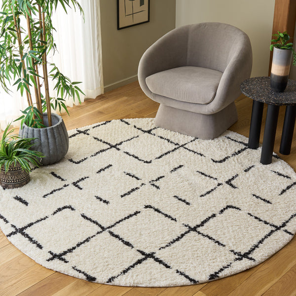 Safavieh Arizona Luxurious Shag Flokati Rug In Ivory & Black — Plush 1.625" Pile, Durable Power-Loomed Style 6'-7" x 6'-7" ASG743Z-7SQ