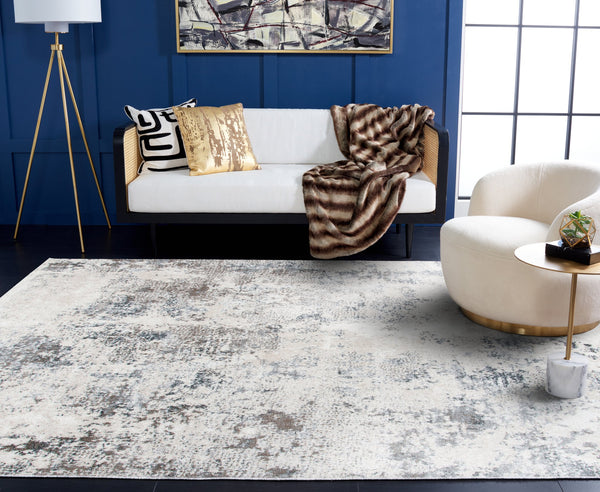 Safavieh Aston Contemporary Area Rug - Luxurious Soft Pile, Power-loomed Elegance For Modern Living Spaces Ivory ,Grey 80% Polypropylene,20% Polyester Asn710a-10