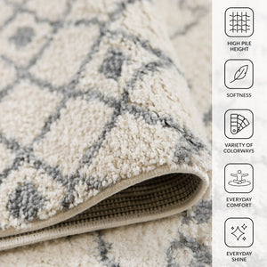 Amer Rugs Aspen Moroccan Inspired Shag Runner Rug - Elevate Your Space With Timeless Elegance And Comfort Ivory Polypropylene Asp10576