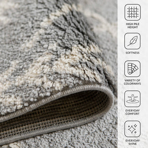 Amer Rugs Aspen Moroccan Inspired Shag Runner Rug - Elevate Your Space With Timeless Elegance And Comfort Gray Polypropylene Asp20576