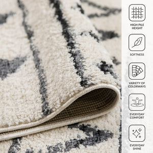 Amer Rugs Aspen Moroccan Inspired Shag Runner Rug - Elevate Your Space With Timeless Elegance And Comfort Cream Polypropylene Asp30203