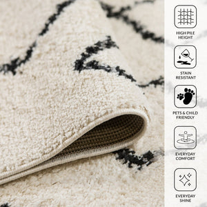 Amer Rugs Aspen Moroccan Inspired Shag Runner Rug - Elevate Your Space With Timeless Elegance And Comfort Cream Polypropylene Asp52210