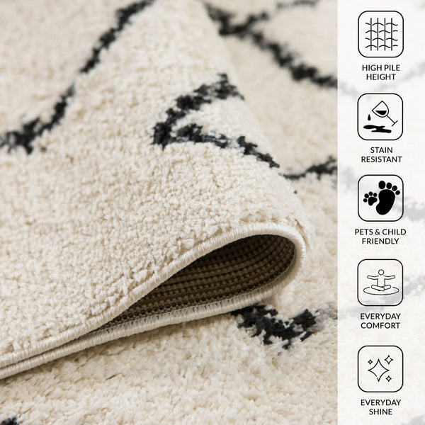 Amer Rugs Aspen Moroccan Inspired Shag Runner Rug - Elevate Your Space With Timeless Elegance And Comfort Cream Polypropylene Asp52210